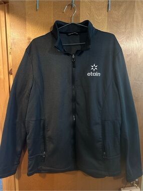 Etain Black Full-Zip Track Jacket with Embroidered Logo